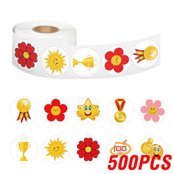 100-500pcs Little Red Flower Reward Stickers Tape Creative School Stationery Cute Kids Toy Stickers Gift decoration label (ONLINE ORDER ONLY)