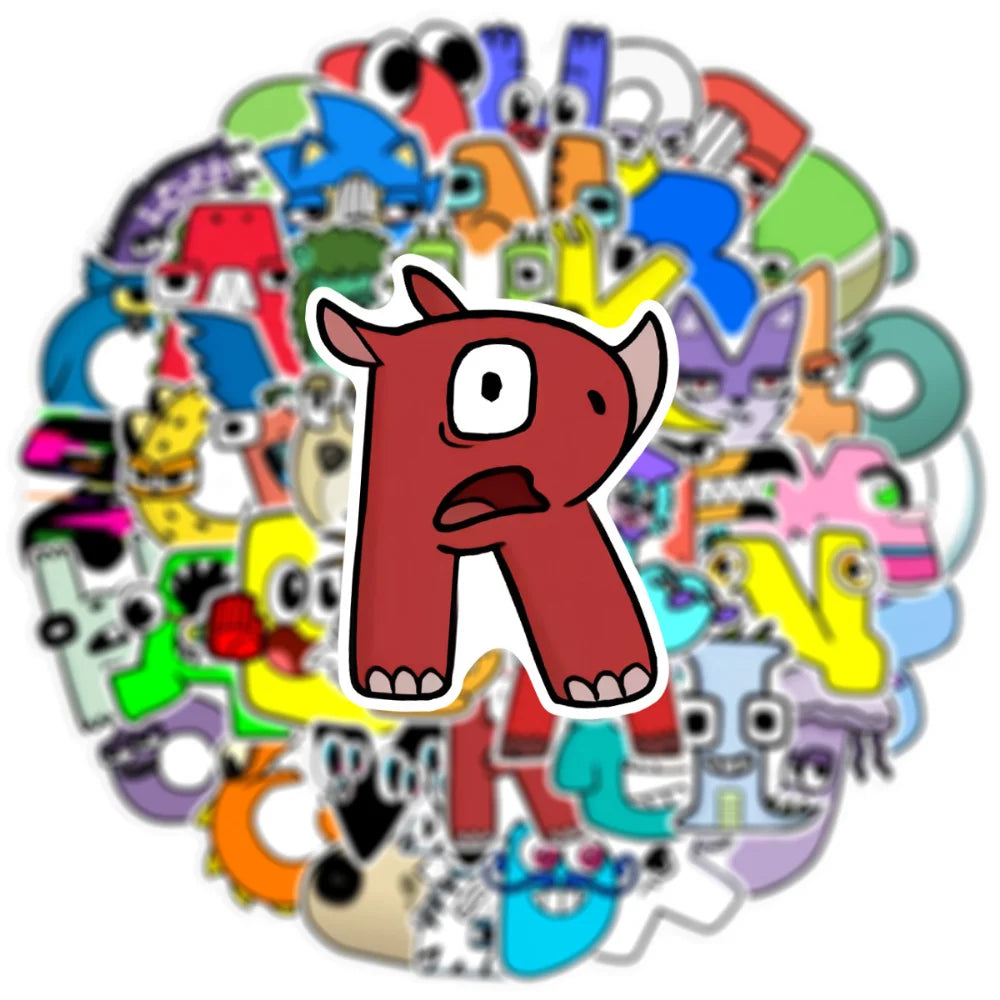 10/50PCS Alphabet Lore Stickers Kawaii Cute Cartoon Decals DIY Skateboard Notebook Luggage Fridge Bike Car Sticker Toys (ONLINE ORDER ONLY)