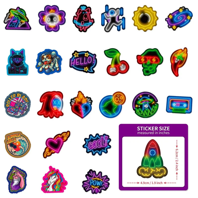 10/30/50PCS Cute Neon Dog PVC Sticky Sticker Aesthetic DIY Korean Stationery Decoration Scrapbooking School Supplies for Kids (Online Order Only)