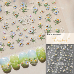 Cute Bee Honey Jar Daisy Flowers Gather Honey Pot Love Heart Green Leaves Reliefs Self Adhesive Nail Art Stickers Manicure Decal (ONLINE ORDER ONLY)