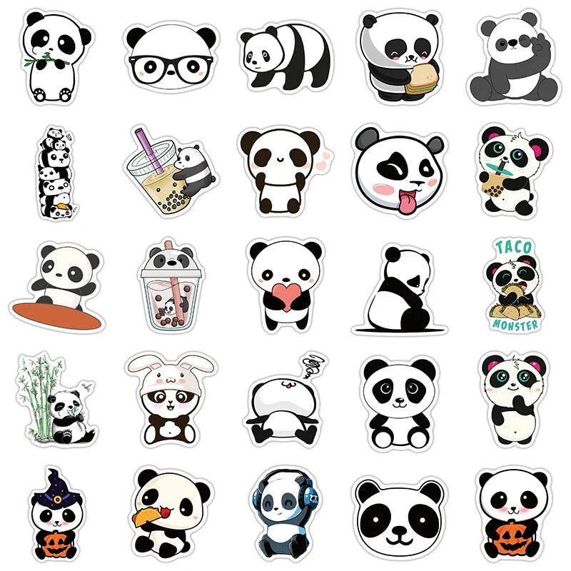 10/30/50PCS Cute Panda Sticker Aesthetic PVC Stationery Children's Sketchbook Laptop Diary Decoration Scrapbook Supplies for Kid (ONLINE ORDER ONLY)