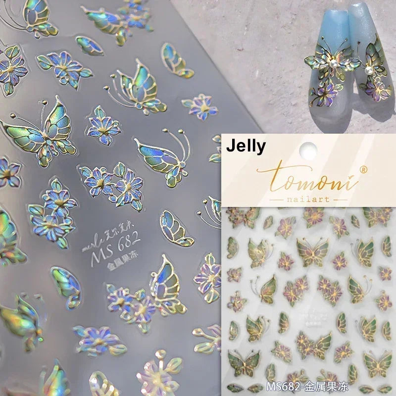 Dreamy Chic Butterfly Flower Bowknot Square Rhinestone Crystal 5D Self Adhesive Nail Art Stickers Fantasy Shiny Manicure Decals (ONLINE ORDER ONLY)