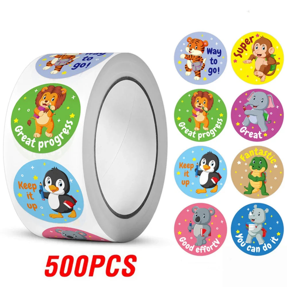 100-500pcs Reward Label Cartoon Animal Sticker Thank You Cute Game Sticker DIY Gift Sealing Label Decoration Supple (ONLINE ORDER ONLY)