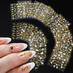 30Pcs Laser Silver/White Flowers Hearts Nail Sticker Star/Moon Mixed Shapes Design Self-adhesive Sticker Acrylic Manicure Access (Online Order Only)