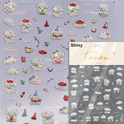 Cute Apple Fruit Dog Puppy Cat Kitten Adhesive Nail Art Sticker Charming Delicate Rhinestone Shiny Manicure Decals Nail Supplies (ONLINE ORDER ONLY)