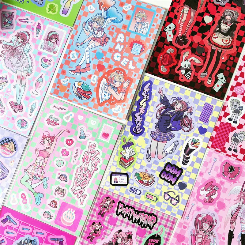 Korean ins Sweet Cool Girl Sticker Scrapbooking Diary DIY Album Decoration Sticker Aesthetic Stationery Art Supplies Personalizd (ONLINE ORDER ONLY)