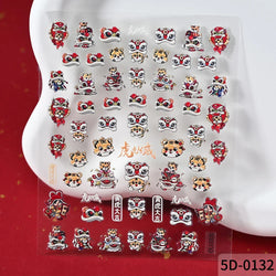 1pcs Cute Good Luck Lion Head Nail Art Sticker Chinese New Year 2025 Nail Decal 5D Reliefs Self Adhesive Design Decoras Decals * (ONLINE ORDER ONLY)