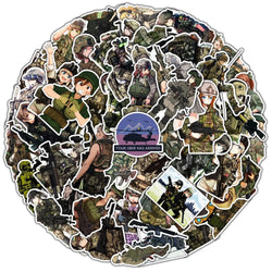 10/50pcs Anime Camouflage Female Soldier Girl Stickers Cool Camo Army Graffiti Decals for Laptop Motorcycle Waterproof Sticker (ONLINE ORDER ONLY)