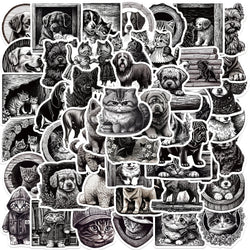 50pcs Cartoon Mixed Animals Aesthetic Stickers Cute Cats Dogs Decals Notebook Phone Laptop Diary Decoration Sticker Kids Toy (ONLINE ORDER ONLY)