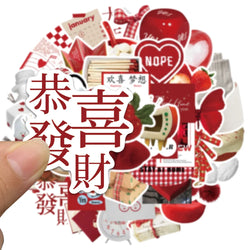 10/30/50PCS 2023 New Year Red Stickers Ins Style Cartoon Decals Toys For Kids DIY Skateboard Luggage Phone Suitcase Wall Sticker (Online Order Only)