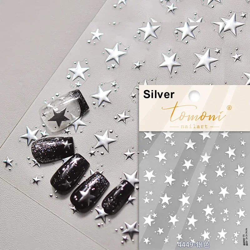 Dreamy Moon Star Cloud Butterfly Starrylight Rhinestone 5D Soft Embossed Relief Nail Art Sticker 3D Decal Decoration Manicure (ONLINE ORDER ONLY)