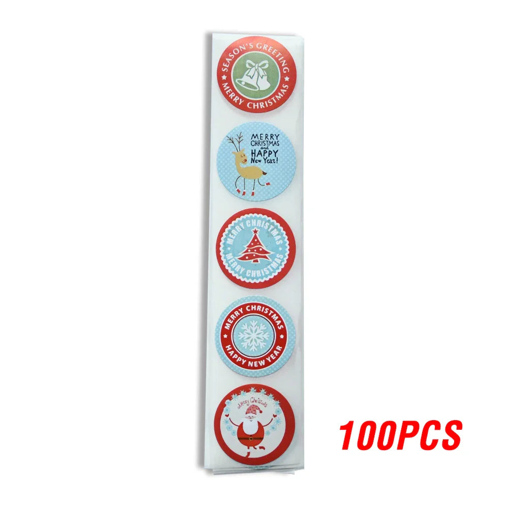 100-500pcs Merry Christmas DIY Handmade Sticker Package Thank You Label Sealing Stickers Party Festive Decor Supplies Children (ONLINE ORDER ONLY)