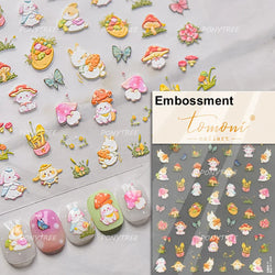 Graffiti Rabbit Dog Bunny Milk Strawberry Jewel Candy Knife Envelope Soft Relief Adhesive Nail Art Stickers Cute Manicure Decals (Online Order Only)