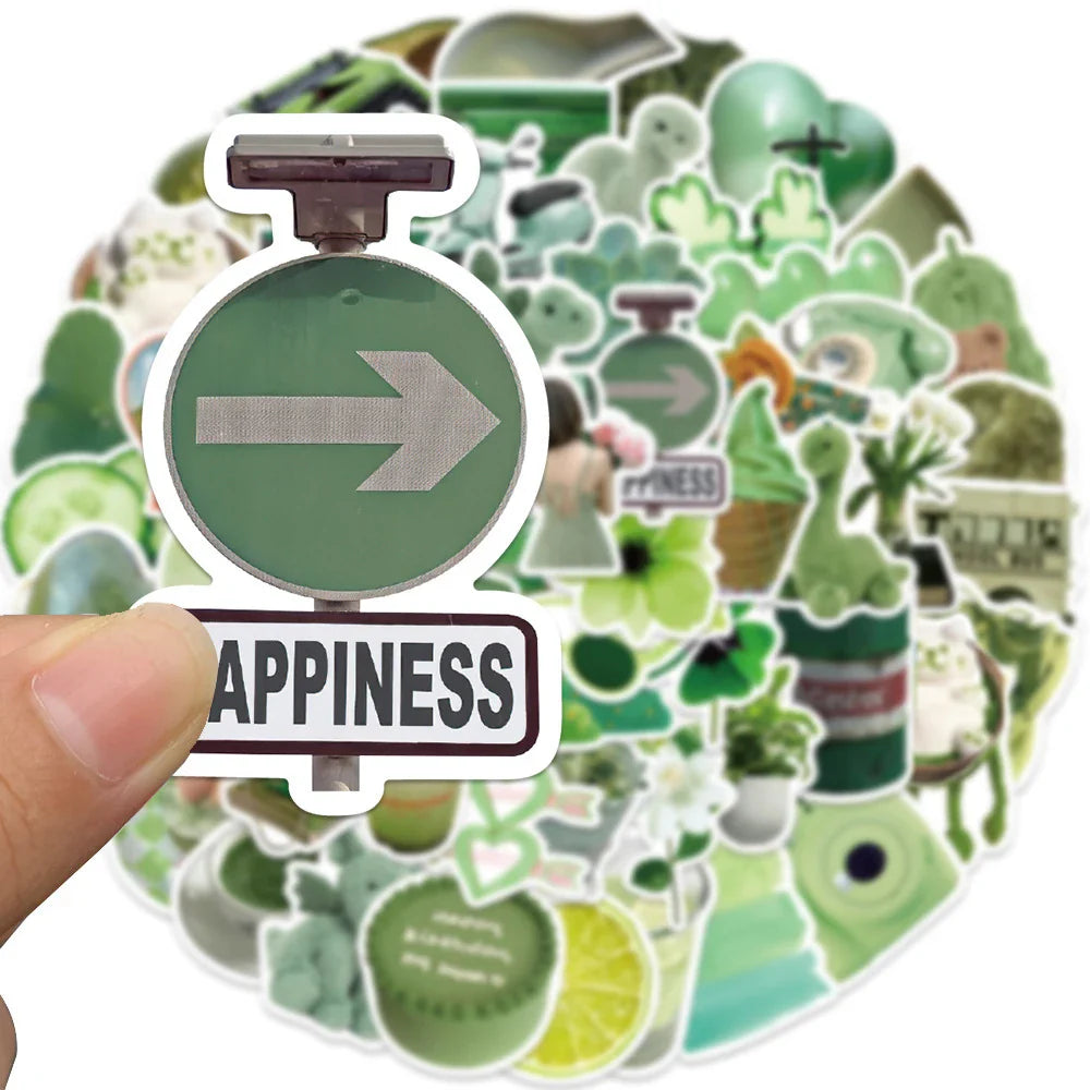 10/30/60PCS Ins Style Green Cartoon Cute VSCO Stickers Aesthetic Luggage Skateboard Phone Guitar Graffiti Sticker For Girls Kids (ONLINE ORDER ONLY)