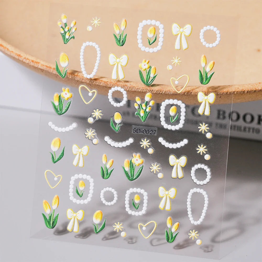 1 Sheet 5D Embossed Nail Art Stickers Graffiti Heart Flower Design Nail Art Decals Self-Adhesive DIY Manicure Nail Art Supplies* (ONLINE ORDER ONLY)