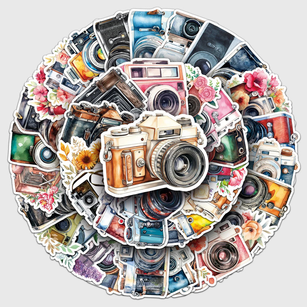 50Pcs Retro Camera Vinyl Stickers Waterproof Skateboard Snowboard (ONLINE ORDER ONLY)