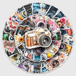 50Pcs Retro Camera Vinyl Stickers Waterproof Skateboard Snowboard (ONLINE ORDER ONLY)