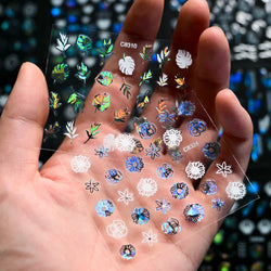 30Pcs Laser Silver/White Flowers Hearts Nail Sticker Star/Moon Mixed Shapes Design Self-adhesive Sticker Acrylic Manicure Access (Online Order Only)