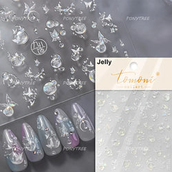 Cute Jelly Bowknot Butterfly Chic Animals Ribbon Tie Shine 3D Fantasy Nail Art Decorations Stickers DIY Dreamy Manicure Decals (Online Order Only)