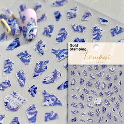 Round Jeans Square Sexy Blue Series Cowboy Lucky Beautiful Letter Self Adhesive Nail Art Sticker Pearl Rhinestone Manicure Decal (ONLINE ORDER ONLY)