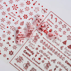 12pcs Cute Christmas Nail Decals Santa Claus Elk Penguin Snowman Cartoon Nail Stickers 3D Self-adhesive Sliders Manicure Decor * (Online Order Only)