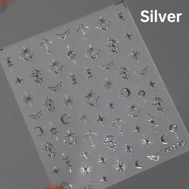 Dreamy Moon Star Cloud Butterfly Starrylight Rhinestone 5D Soft Embossed Relief Nail Art Sticker 3D Decal Decoration Manicure (ONLINE ORDER ONLY)