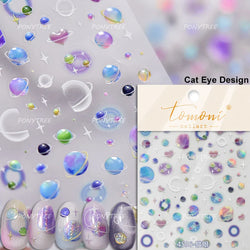 Pink Bowknot Star Moon Starburst Sun Polar Day Polar Night Sword Rose Flower Wreath Adhesive Nail Art Stickers Manicure Decals (ONLINE ORDER ONLY)