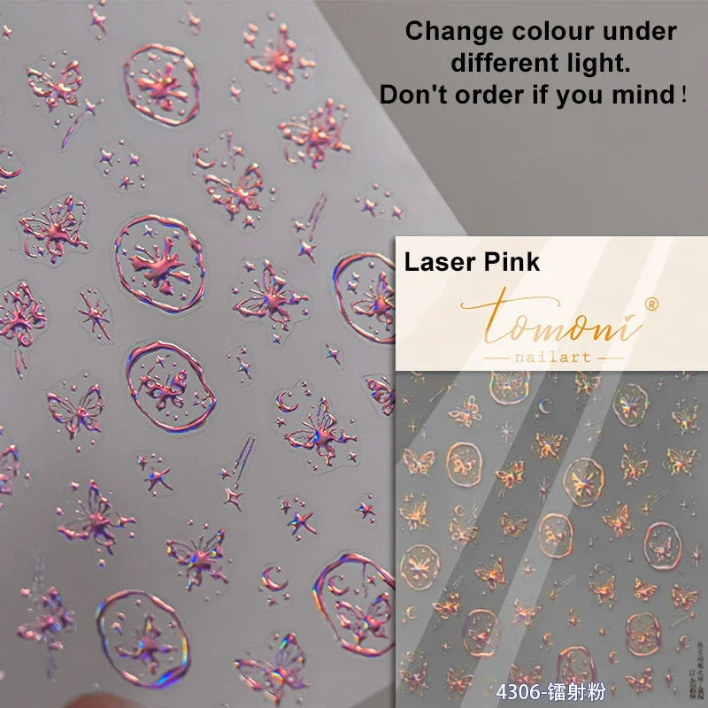 Dreamy Moon Star Cloud Butterfly Starrylight Rhinestone 5D Soft Embossed Relief Nail Art Sticker 3D Decal Decoration Manicure (ONLINE ORDER ONLY)
