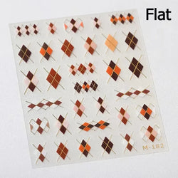 Charming Geometric Black Khaki Brown Grid Houndstooth Snowflake Flat Chic  Adhesive Nail Art Decoration Stickers Manicure Decals (Online Order Only)