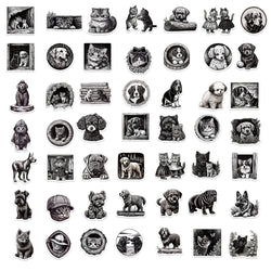 50pcs Cartoon Mixed Animals Aesthetic Stickers Cute Cats Dogs Decals Notebook Phone Laptop Diary Decoration Sticker Kids Toy (ONLINE ORDER ONLY)
