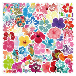 10/60pcs Hibiscus Flower Sticker Hawaii Hibiscus graffiti Stickers for DIY Luggage Laptop Skateboard Motorcycle Bicycle Stickers (Online Order Only)