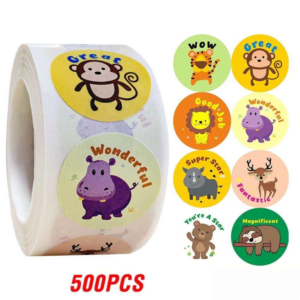 100-500pcs Cartoon Animals Sticker for Children 8 Designs Cute Thank You Scrapbooking Stationery Sealing Labels Rewards Stickers (ONLINE ORDER ONLY)