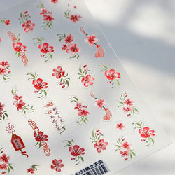Graceful Peach Blossom Blessing Sachet Pretty Buckle Tassels Pendant Antique Radiant Adhesive Nail Art Stickers Manicure Decals (ONLINE ORDER ONLY)