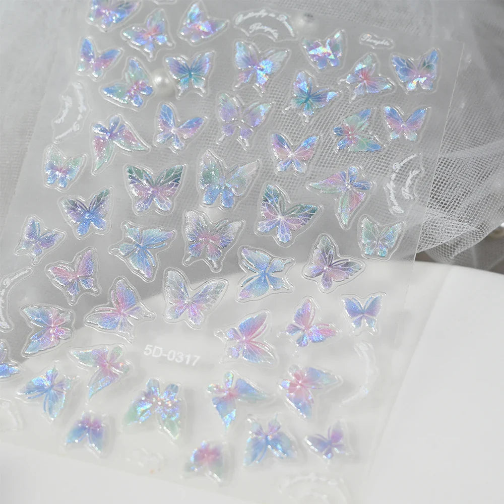 1pcs Pink Christmas Nail Stickers Shiny Shell Light Nail Art Parts Stickers Cute Snowflakes Star Wreath Nail Decorations Decals* (ONLINE ORDER ONLY)