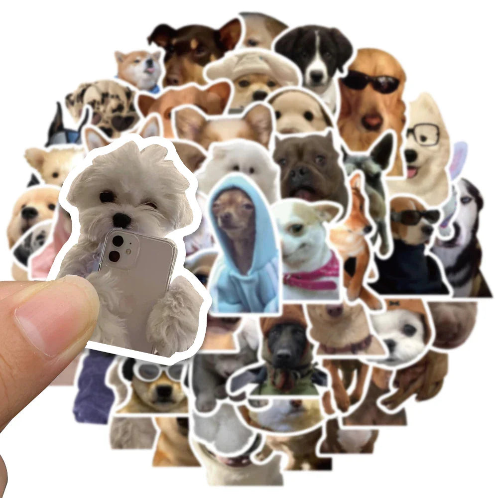50pcs Funny Animals Dogs Meme Stickers For Luggage Guitar Phone Skateboard Vinyl Waterproof Graffiti Laptop Decals (ONLINE ORDER ONLY)