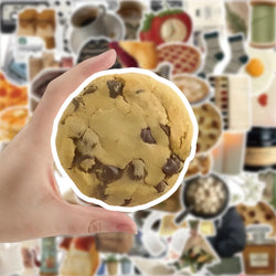 10/30/60PCS Cute Cartoon Stickers Vintage Biscuit Food Graffiti Decals DIY Skateboard Suitcase Phone Notebook Bike Sticker Toys (Online Order Only)