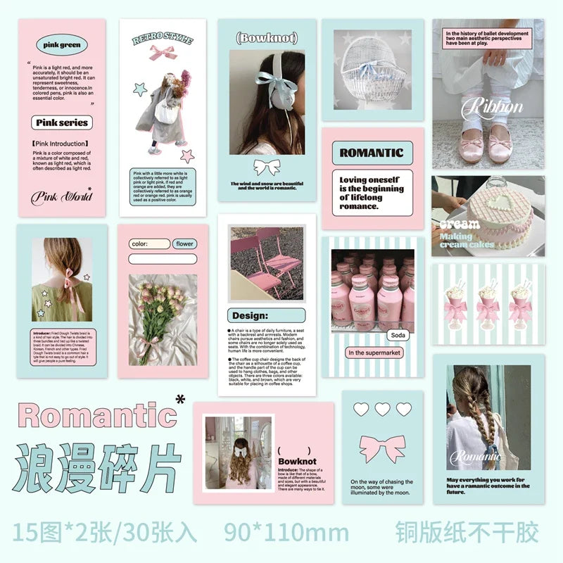 30Pcs Korean Ins Cute Girl Heart Scrapbooking Stickers Hand Account Idol Card Album DIY Phone Deco Material Stationery Sticker (ONLINE ORDER ONLY)