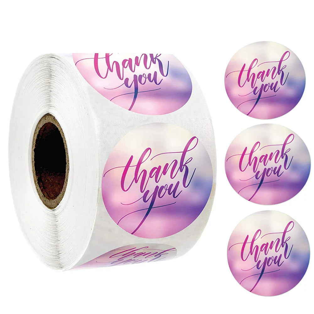 500pcs/roll Round Brown labels Thank You Kraft Stickers 1 inch Wedding Pretty Gift Envelope Sealing Label Stickers Stationery (ONLINE ORDER ONLY)