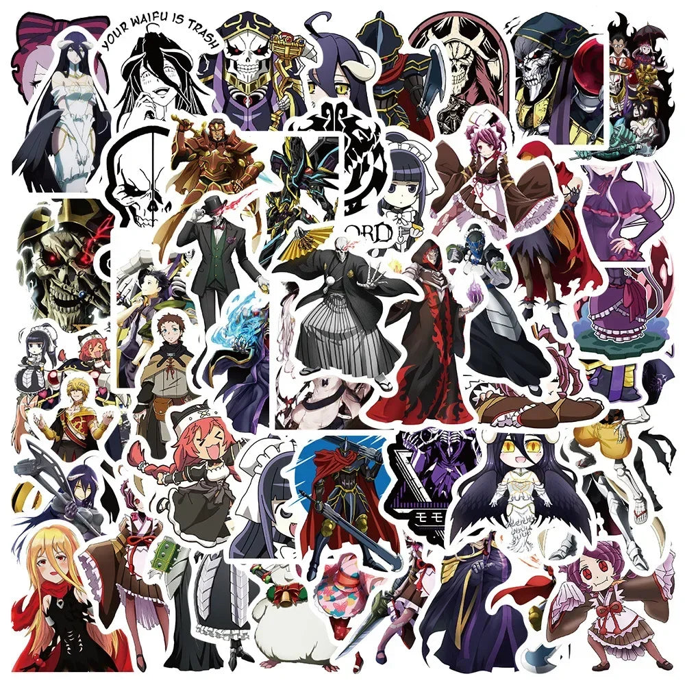 50Pcs Anime Overlord Stickers Momonga Albedo Sticker for Laptop Waterproof Graffiti Skateboard Sticker DIY Toy Motorcycle (ONLINE ORDER ONLY)