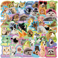 50pcs Funny Animals Motivational Stickers Students Reward Sticker For Luggage Laptop Guitar Phone Waterproof Vinyl Decals (Online Order Only)