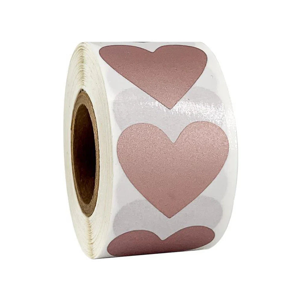 300pcs/roll Exquisite Silver Shiny Dot Heart Shaped Stickers Seal Labels for Gift Package Glitter Card Handmade Decoration (Online Order Only)