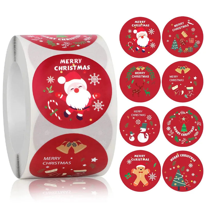 50-500PC Merry Christmas Sticker Christmas Theme Seal Labels Stickers For DIY Gift Baking Package Envelope Stationery Decor Kids (ONLINE ORDER ONLY)