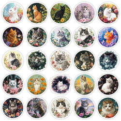10/30/50PCS Retro Style Stickers Cat Graffiti Sticker Hand Painted Animal Flower Decoration Laptop Phone Guitar Car Bike Decals (ONLINE ORDER ONLY)