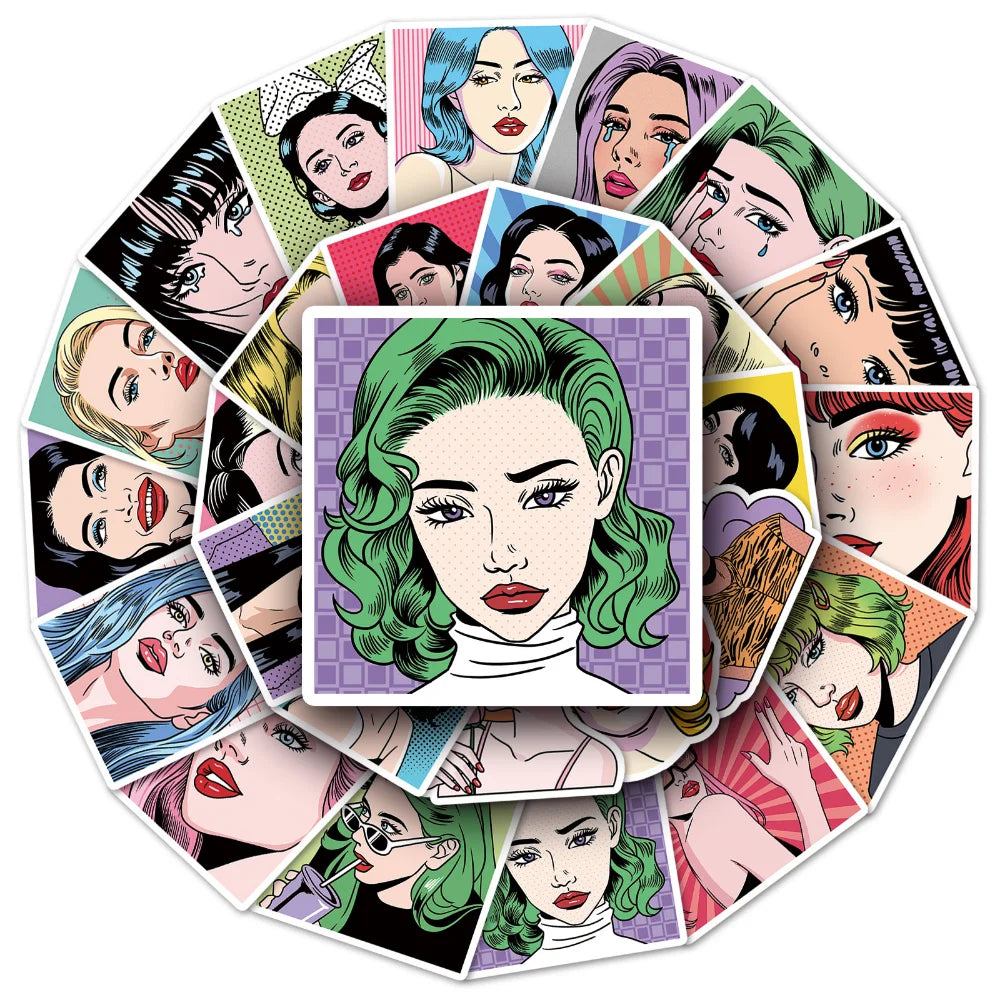 10/50Pcs Pop-Art Stickers Skateboard Guitar Suitcase Laptop Bike Phone Car Waterproof Joke Graffiti Sticker Decal Kid Toy (ONLINE ORDER ONLY)