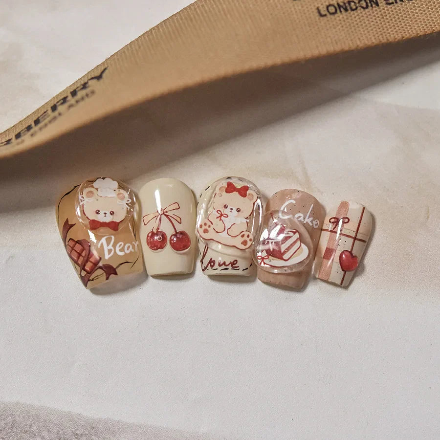 Bowknot Bear Cake Chocolates Food Star Cherry Apple Cook Love Heart Adhesive Nail Art Sticker Rhinestone Reliefs Manicure Decal (ONLINE ORDER ONLY)
