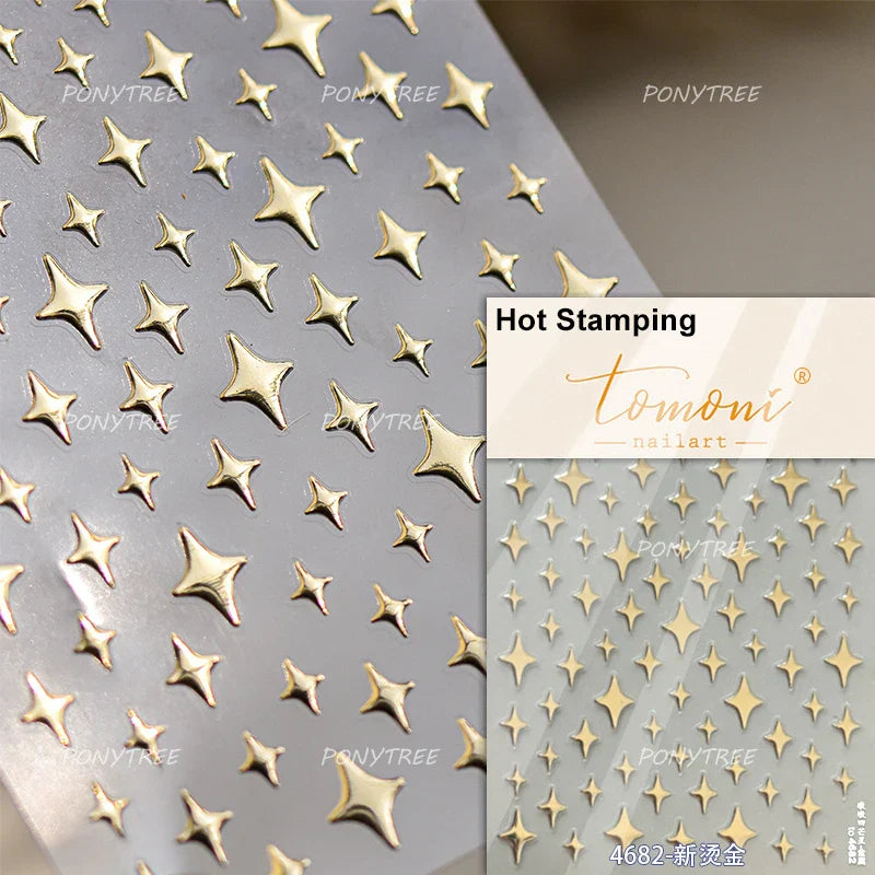 Pink Bowknot Star Moon Starburst Sun Polar Day Polar Night Sword Rose Flower Wreath Adhesive Nail Art Stickers Manicure Decals (ONLINE ORDER ONLY)