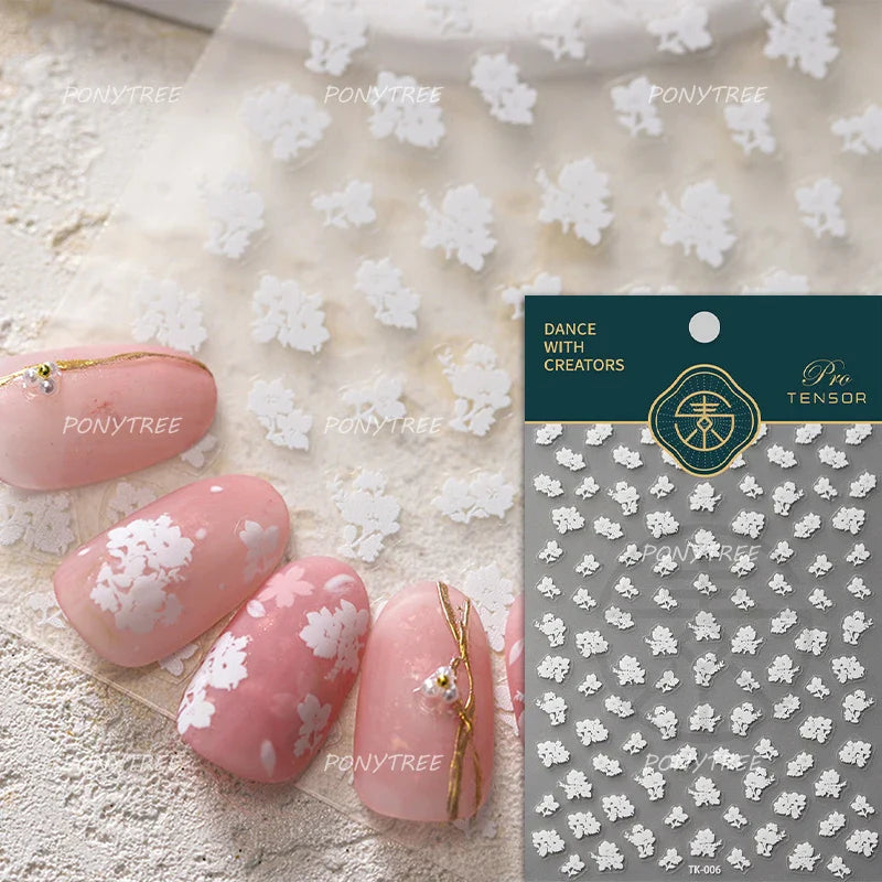 Romantic Cherry Blossom Sakura Flower Petal Leaf Self Adhesive Nail Art Stickers Rhinestone Shiny Flat Petalage Manicure Decals (ONLINE ORDER ONLY)