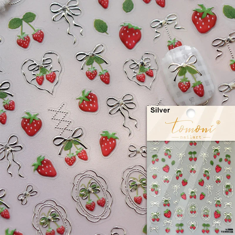Fruit Paradise Guava Strawberry Pear Peach Orange Watermelon Pitaya Cherry Kiwifruit Pineapple Nail Art Stickers Manicure Decals (ONLINE ORDER ONLY)
