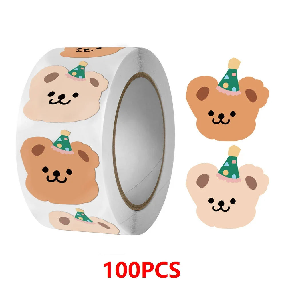 50-200Pcs Cute Little Bear Stickers  Whole Paper Adhesive Tape INS Korean Simplified Sealing Sticker Packag Decor Lables (ONLINE ORDER ONLY)