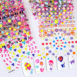 30pcs 3D Flowers Design Nail Art Stickers Colorful Floral Bow Tie Heart Butterfly Design Nail Decals Spring Summer Nail Supplies (Online Order Only)